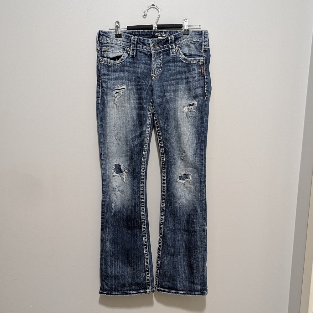 Y2k Distressed Silver jeans
